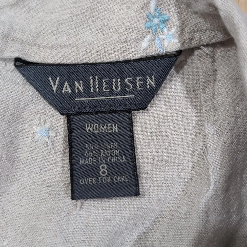 Van Heusen Embroidered Flowers Linen Midi Pencil Skirt